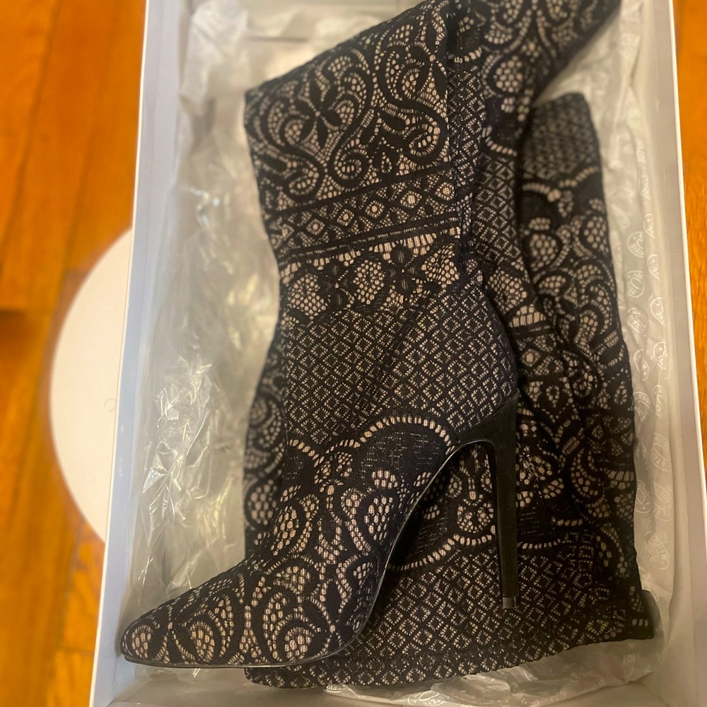 Steve Madden Tiffy Black Lace Over the Knee Boot Size 8.5